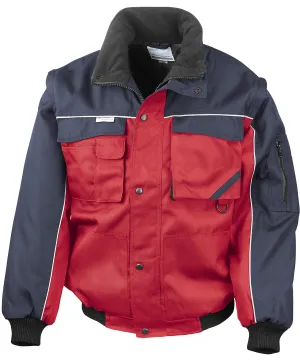 Work-Guard zip sleeve heavy-duty pilot jacket | Red/Navy