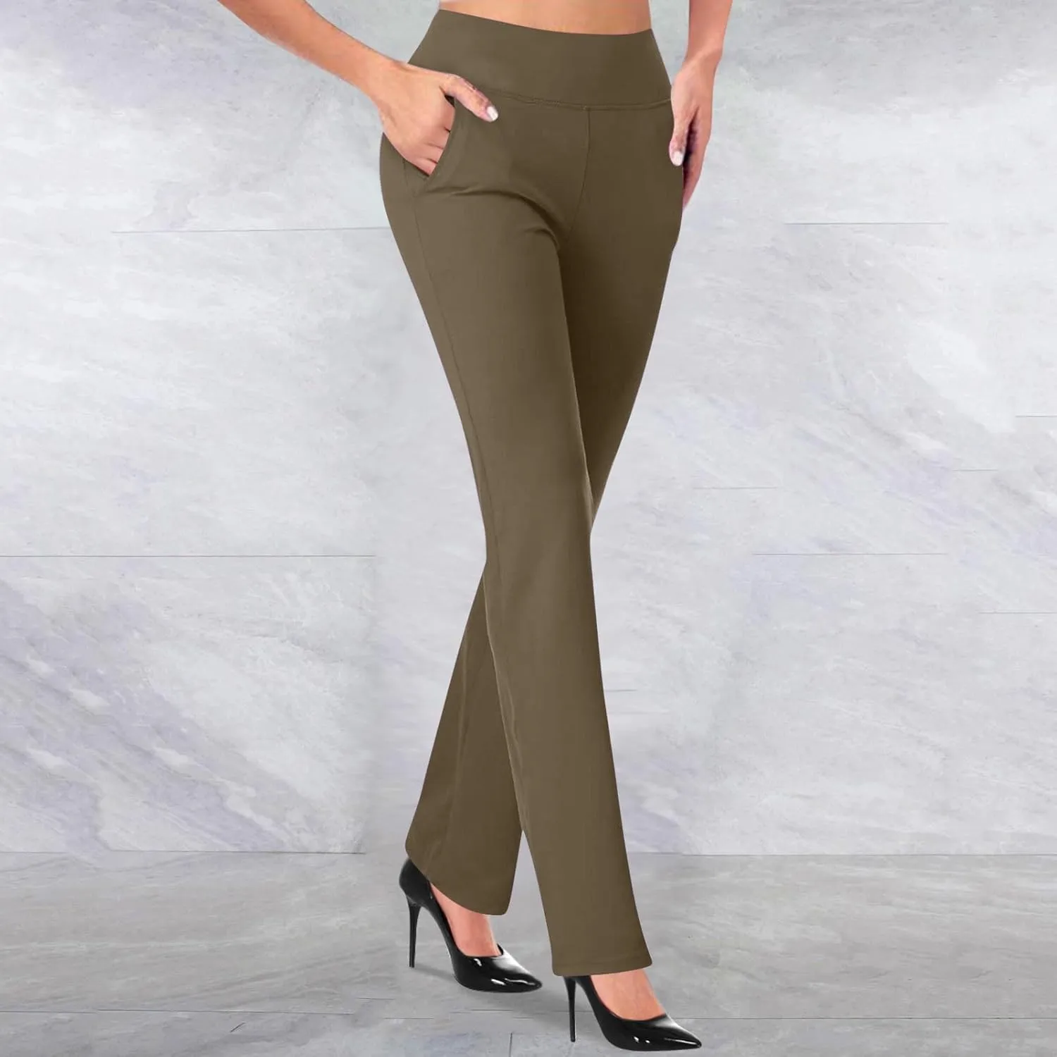Work Leggings for Women Office High Waist Athletic Workout Leggings Yoga Pants with Pockets Soft Tummy Control Tights
