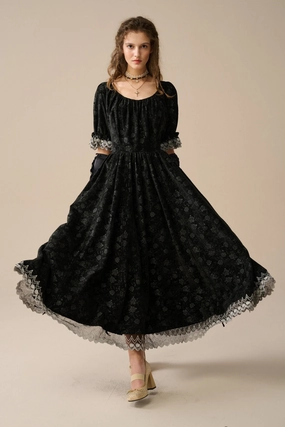 Elowen 27 | Lace velvet dress gown ( 2 way to wear ) Outdoor Use Workout Ready