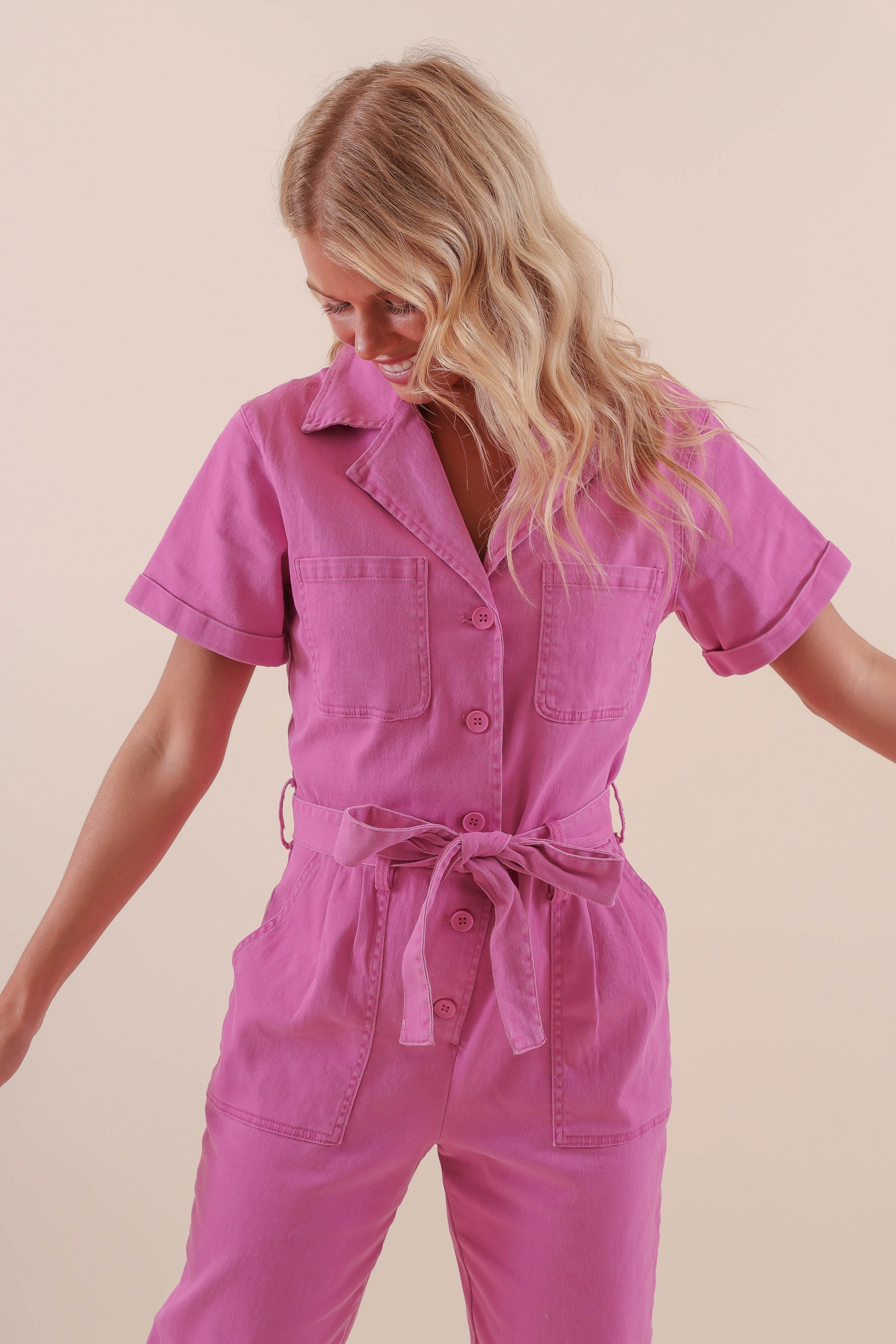 Working On Myself Jumpsuit-Magenta Supportive Fit Breathable mesh lining