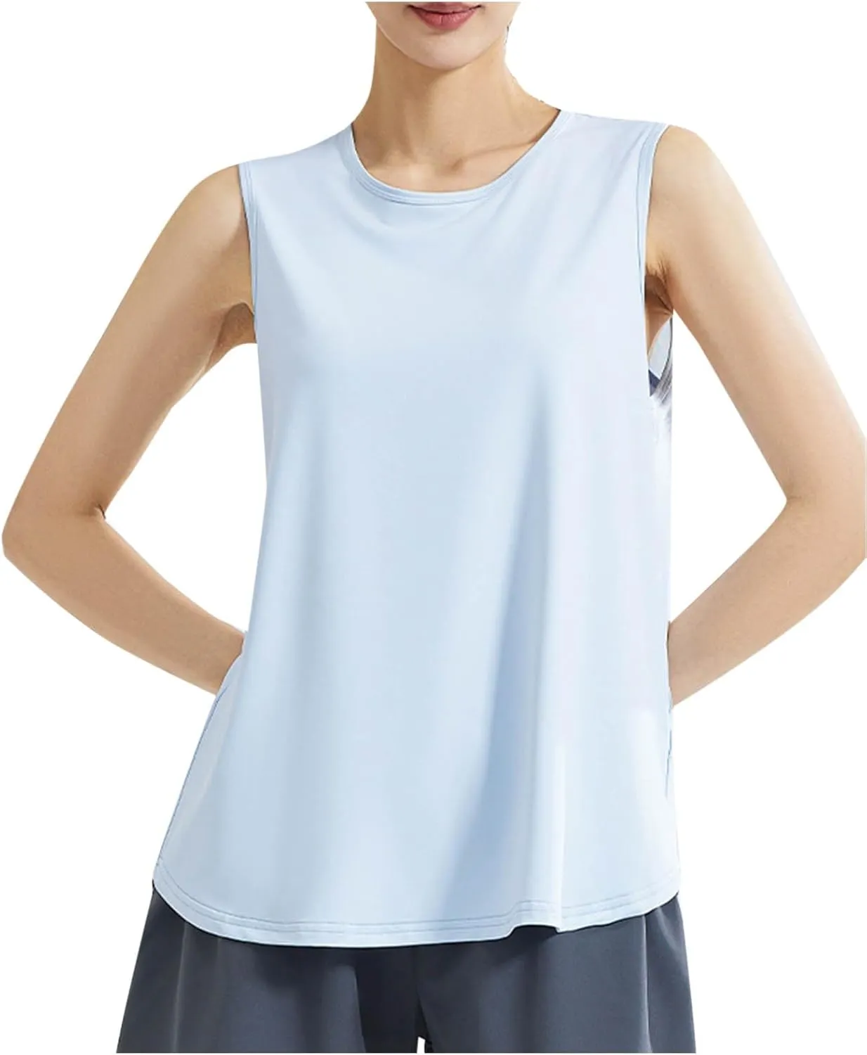 Workout Tank Tops for Women 2025 Sleeveless Athletic Yoga Gym Tank Tops Solid Color Quick Dry Loose Sports Shirts