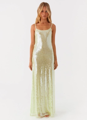 Fast Chic Higher Level Sequin Maxi Dress - Mint