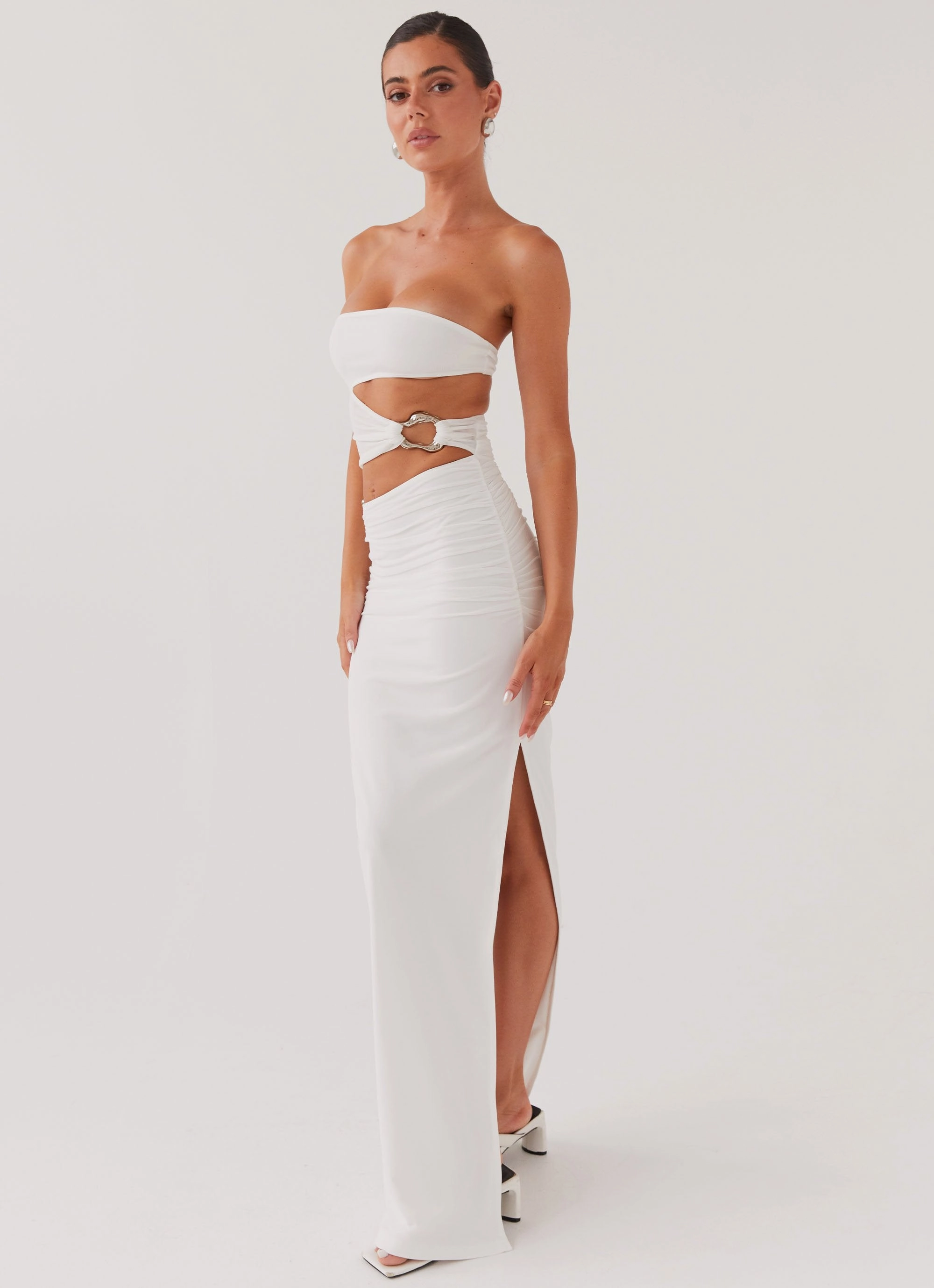 Summer Staple Into Pieces Mesh Maxi Dress - White