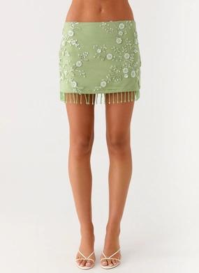 Versatile Wearable Midnight Tide Tie Side Mini Skirt - Green