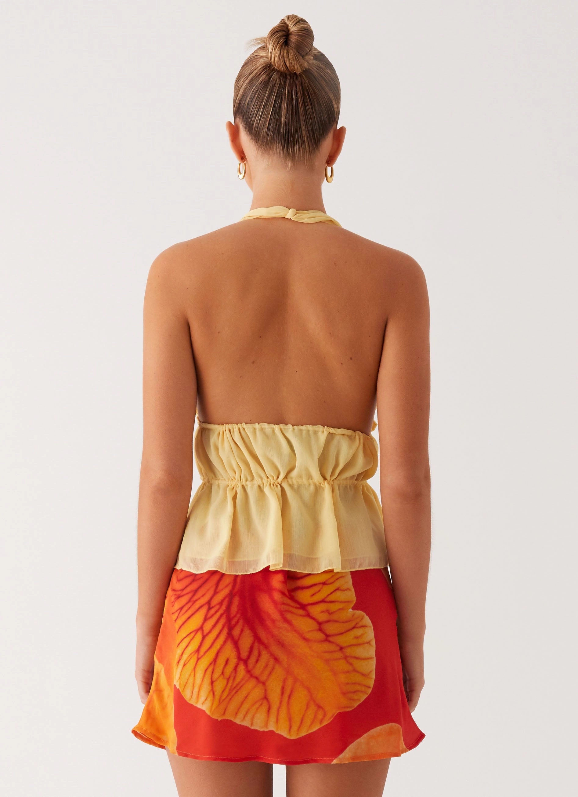 RipstopFabric Breath Flex Breezy Palms Mini Skirt - Serene Orange