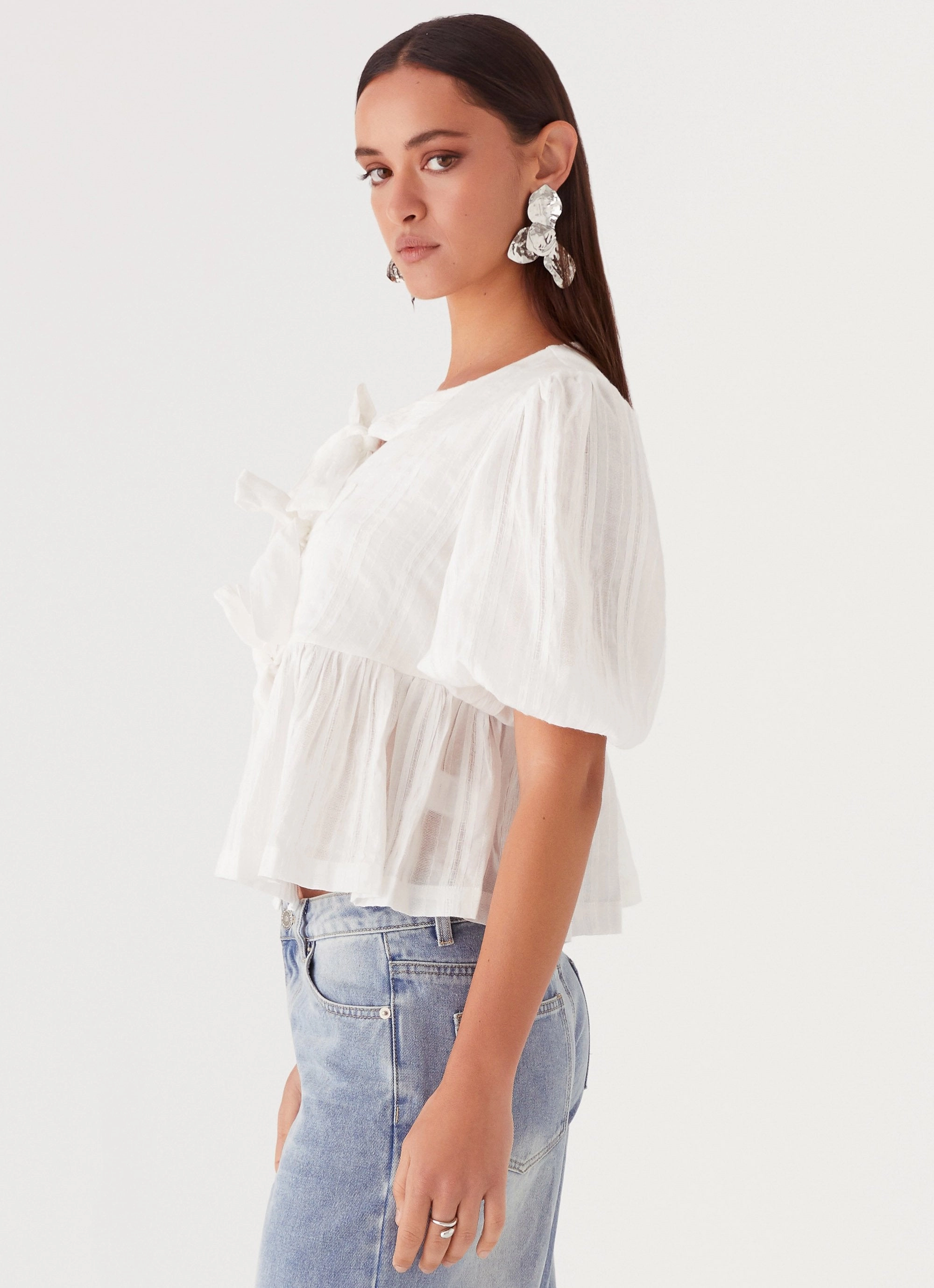 HighElasticity Western Wind Tie Top - White