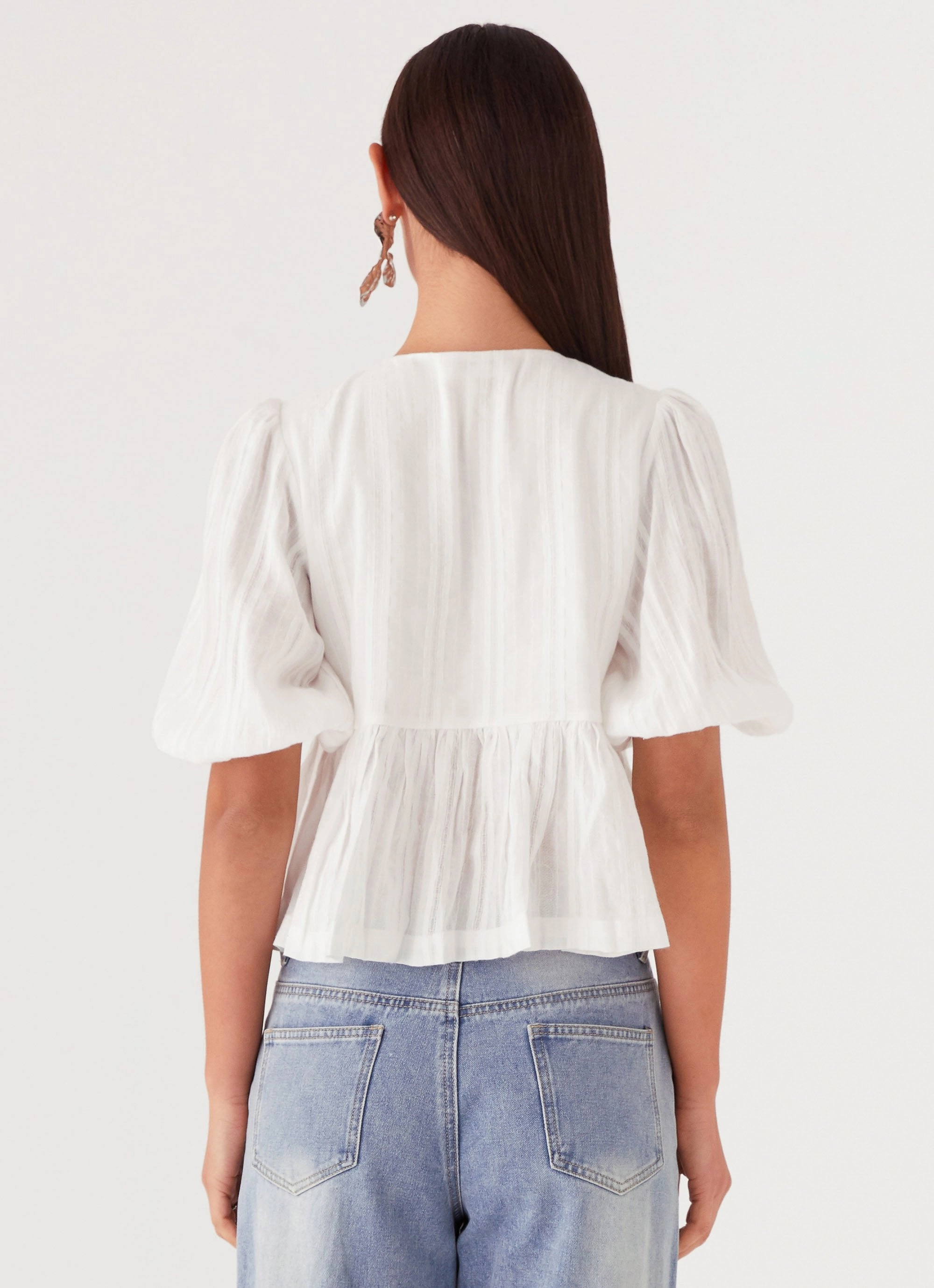 RecycledBlend Western Wind Tie Top - White
