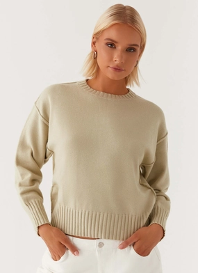 Seamless Edge Finishing Fade Resistant Dye Thelma Oversized Knit Sweater - Pastel Green