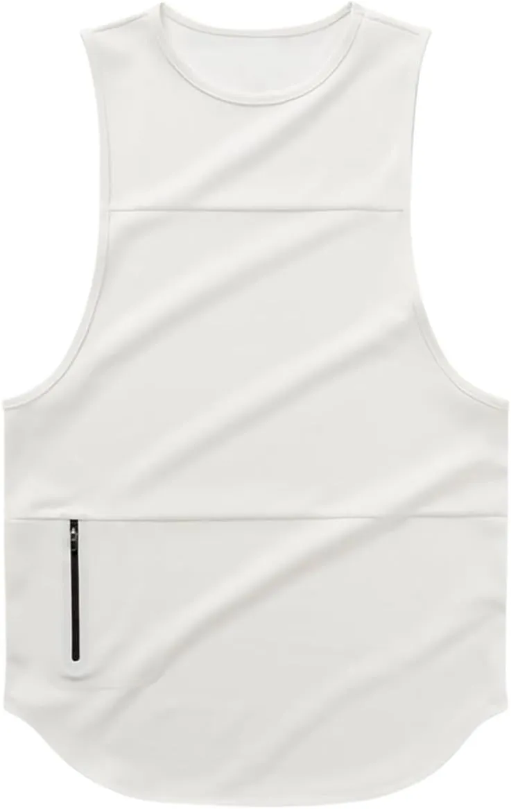 Xiaojmake Men's Athletic Tank Tops Zipper Pocket Sportswear Fitness Boxing Jersey Sleeveless Workout Sports Muscle Tee Shirt