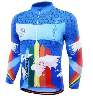 XINTOWN Colorful Blue Yellow Long Sleeve Cycling Jersey