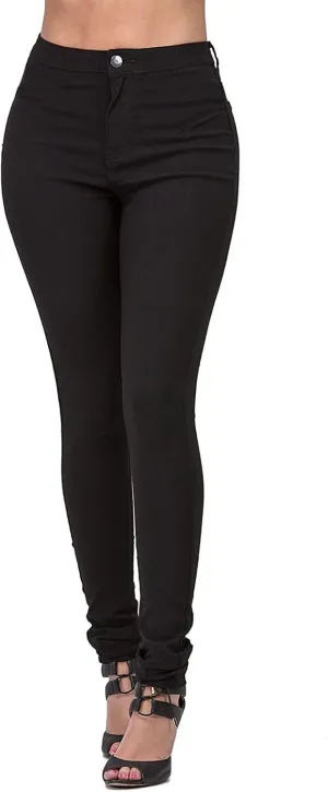 XUETON Stretchy Jeggings with Pockets for Women High Wasited Pull-On Stretchy Slim Fit Skinny Jeans Pencil Denim Pants Tights(Black,Medium)