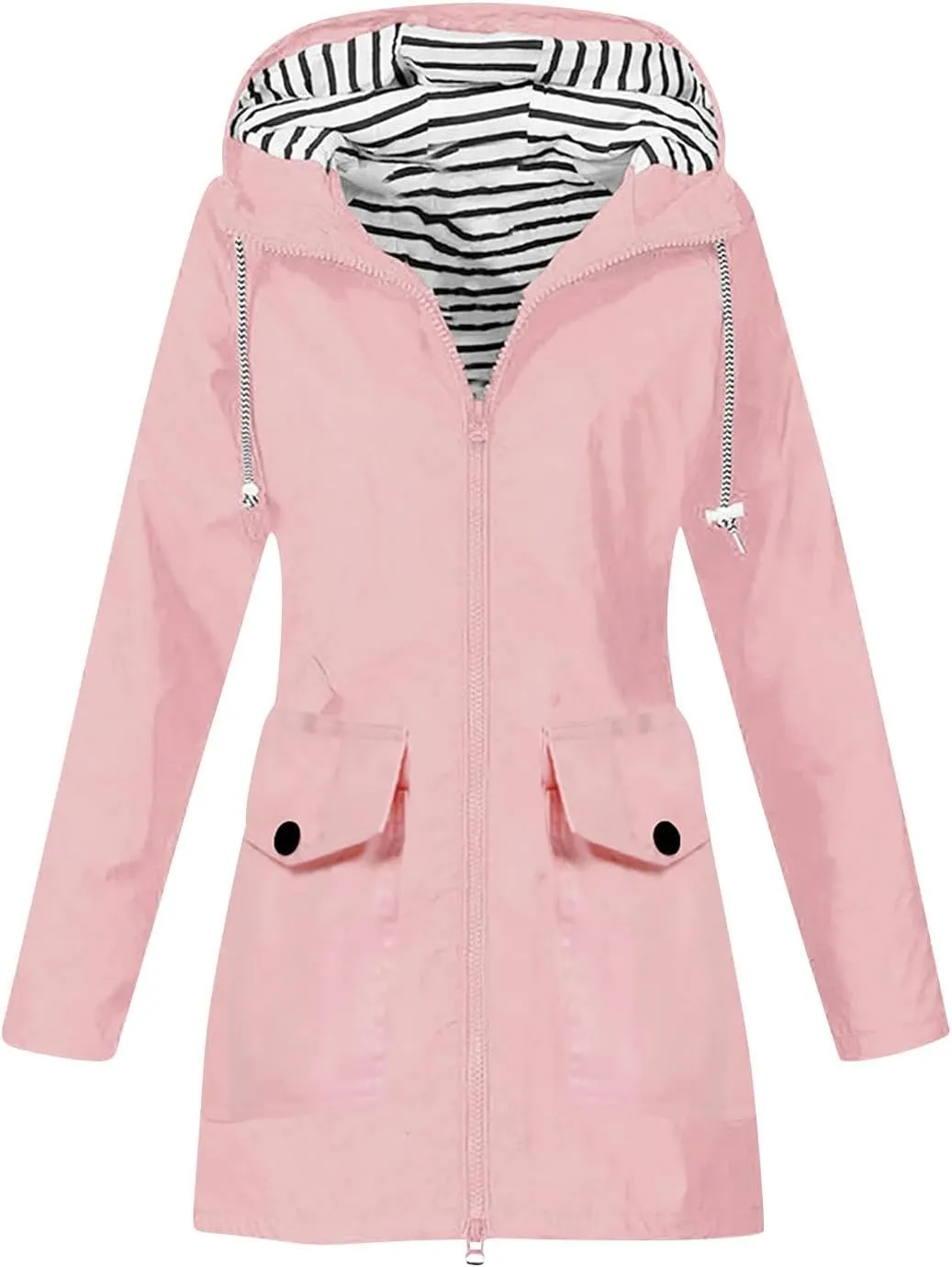 XUNRYAN Rain Jackets Women Waterproof Raincoat Winter Fall Hoodies Jacket Zip Up Outdoor Work Coat Hiking Sports Activewear