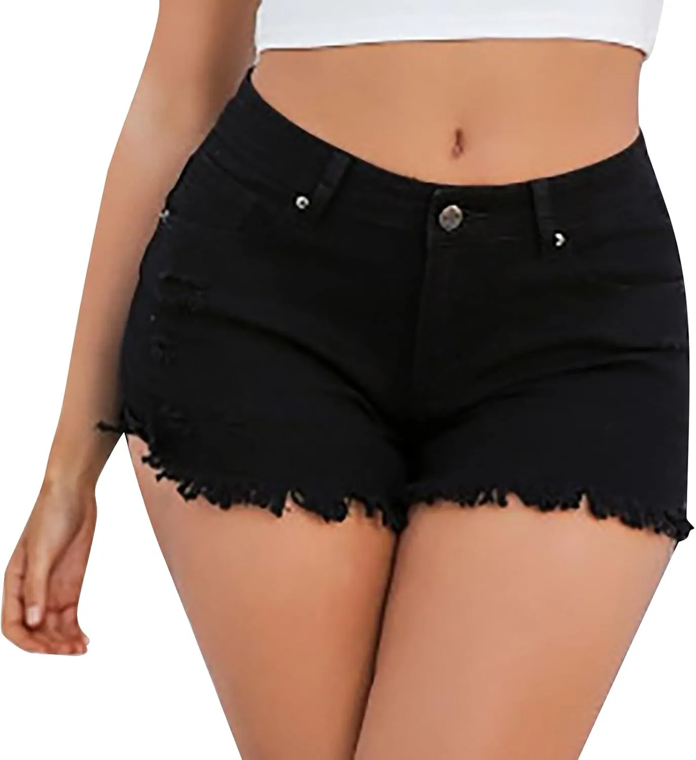 Y2K Jean Shorts for Women Trendy High Waisted Denim Shorts Stretchy Summer Casual Mom Cut Off Stretchy Chino Shorts