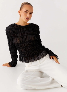 Stylish T-shirt Bella Long Sleeve Top - Black