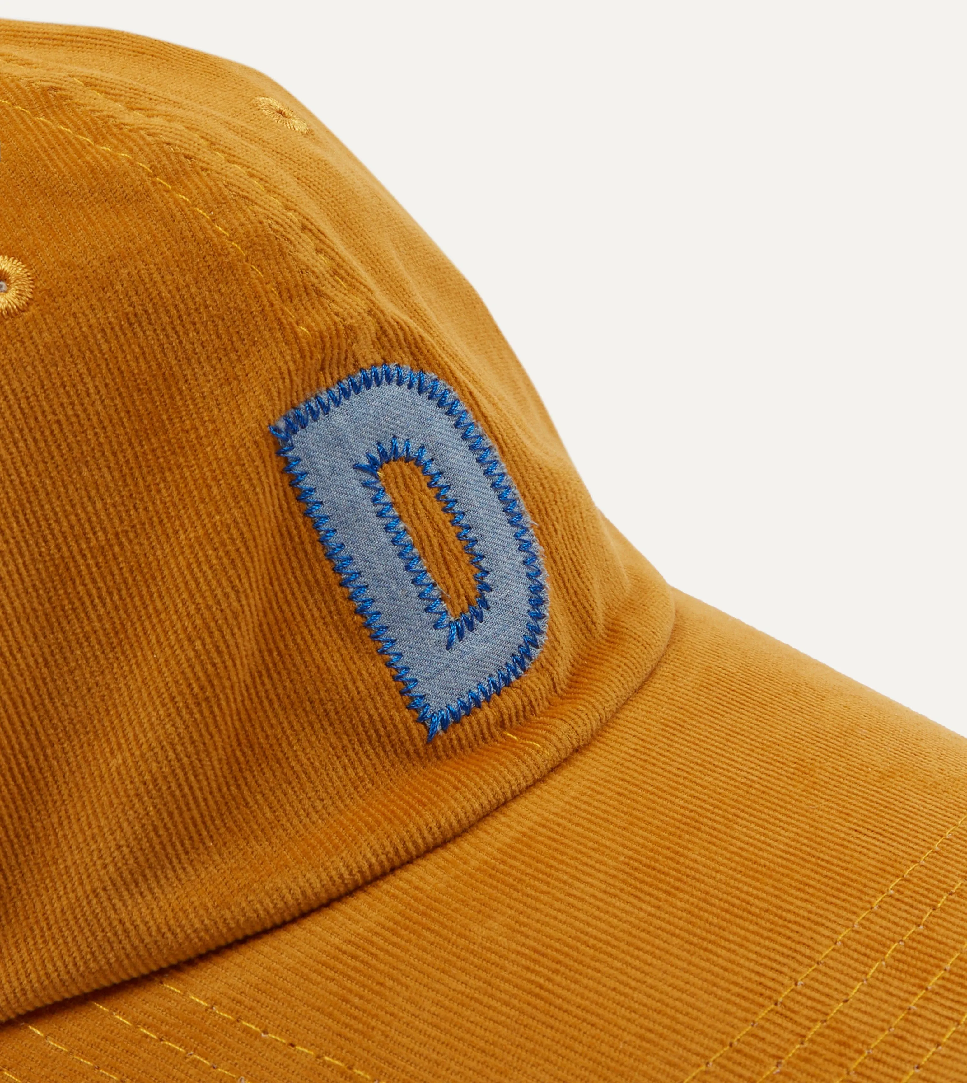 Yellow Chambray 'D' Appliqué Corduroy Baseball Cap