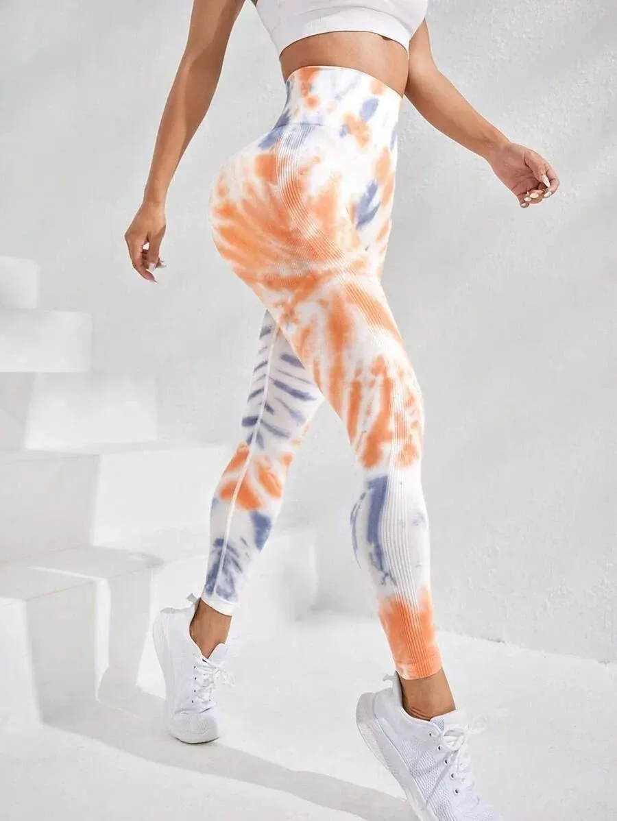 Yoga 3D Print Tie Dye Sports Pants Women Seamless  Leggings High Waist Fitness Push Up Leggings Gym Clothing Workout Tights