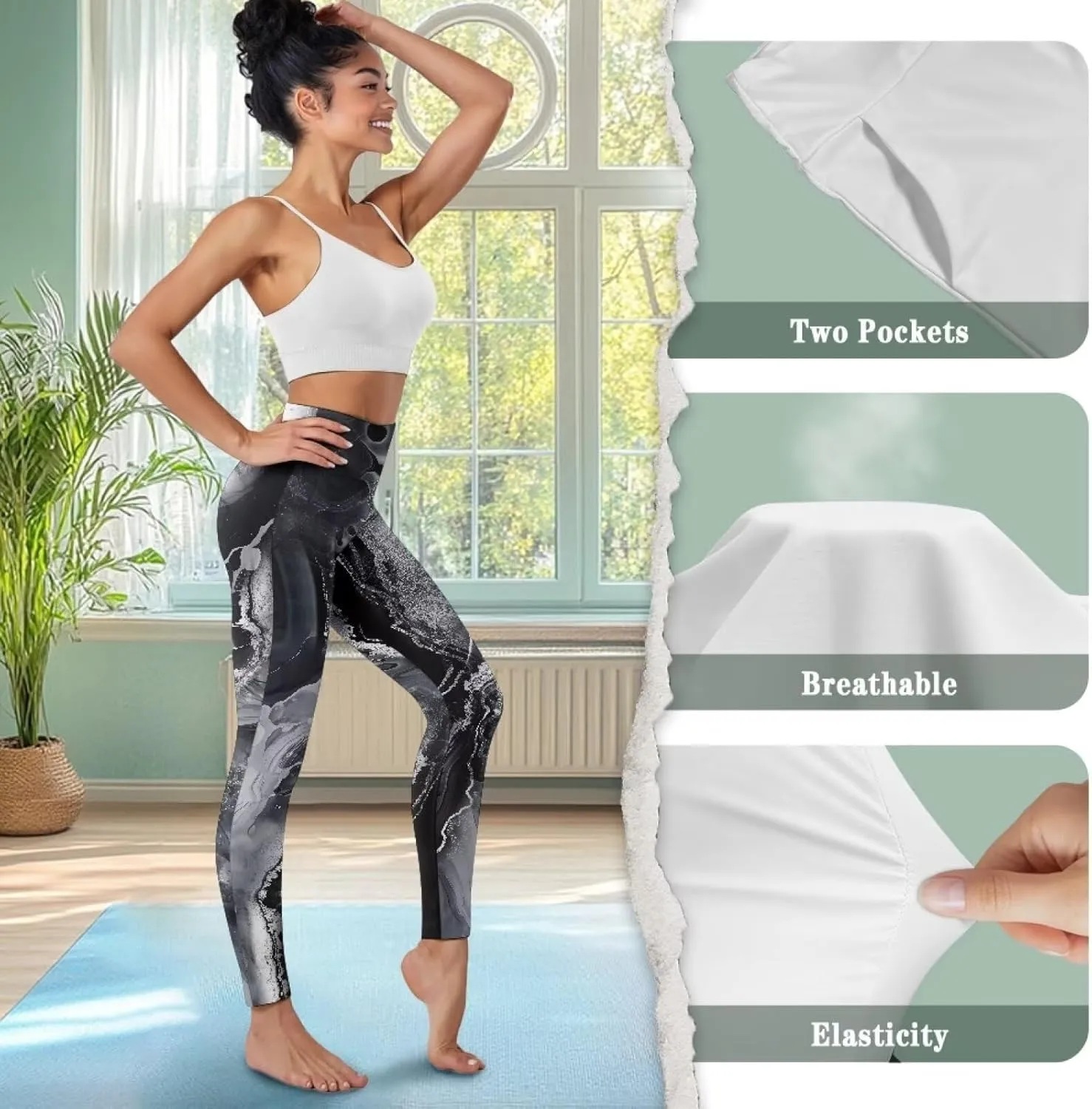 Yoga Pants Women Tummy Control Leggings High Waist Yoga Pant Compression Leggings Soft Comfy Workout Yoga Leggings