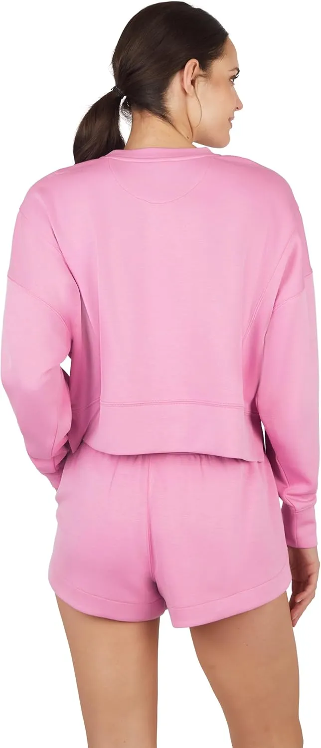 Yogalicious Softlite Zuri Cropped Crew Pullover Sweatshirt and Softlite Zuri Drawstring Short Set