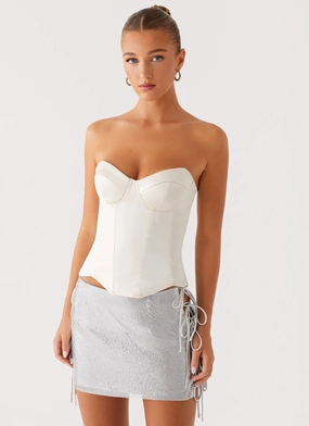 Smooth Seam Transition Radar Satin Corset - Ivory