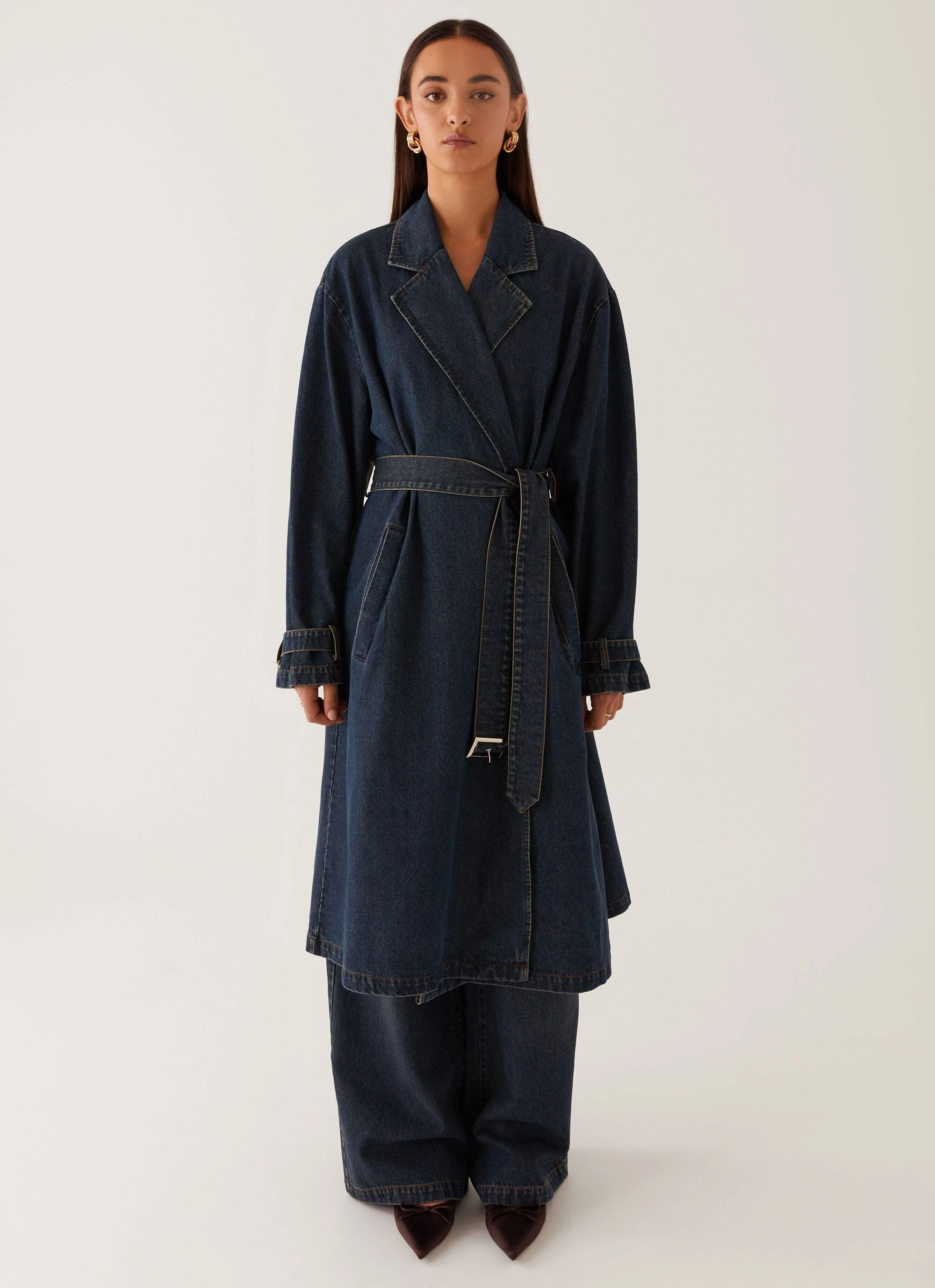 Yosemite Oversized Trench Coat - Blue High Performance Blend Odor control