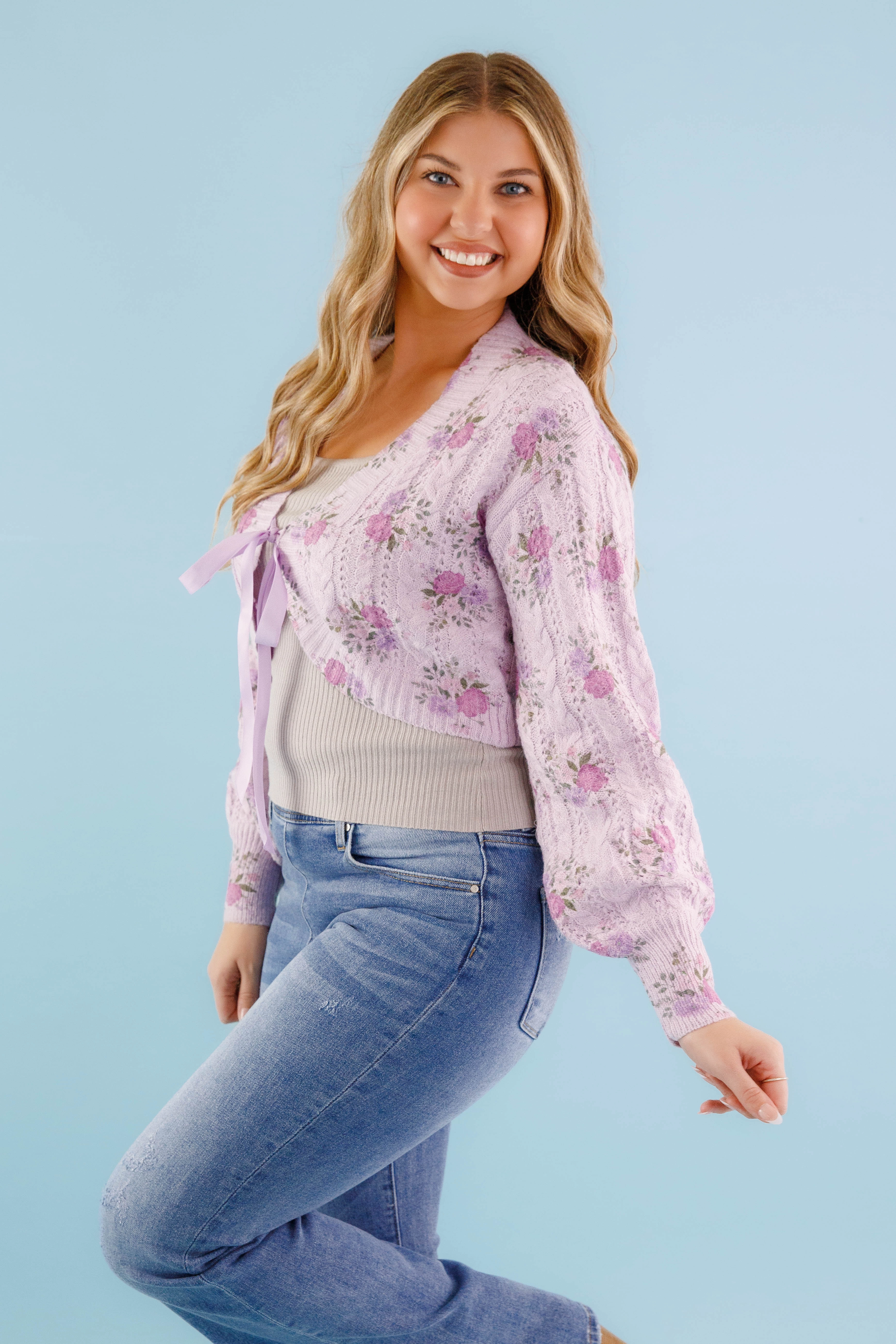 Bonded Seam Durability You And I Cardigan-Purple
