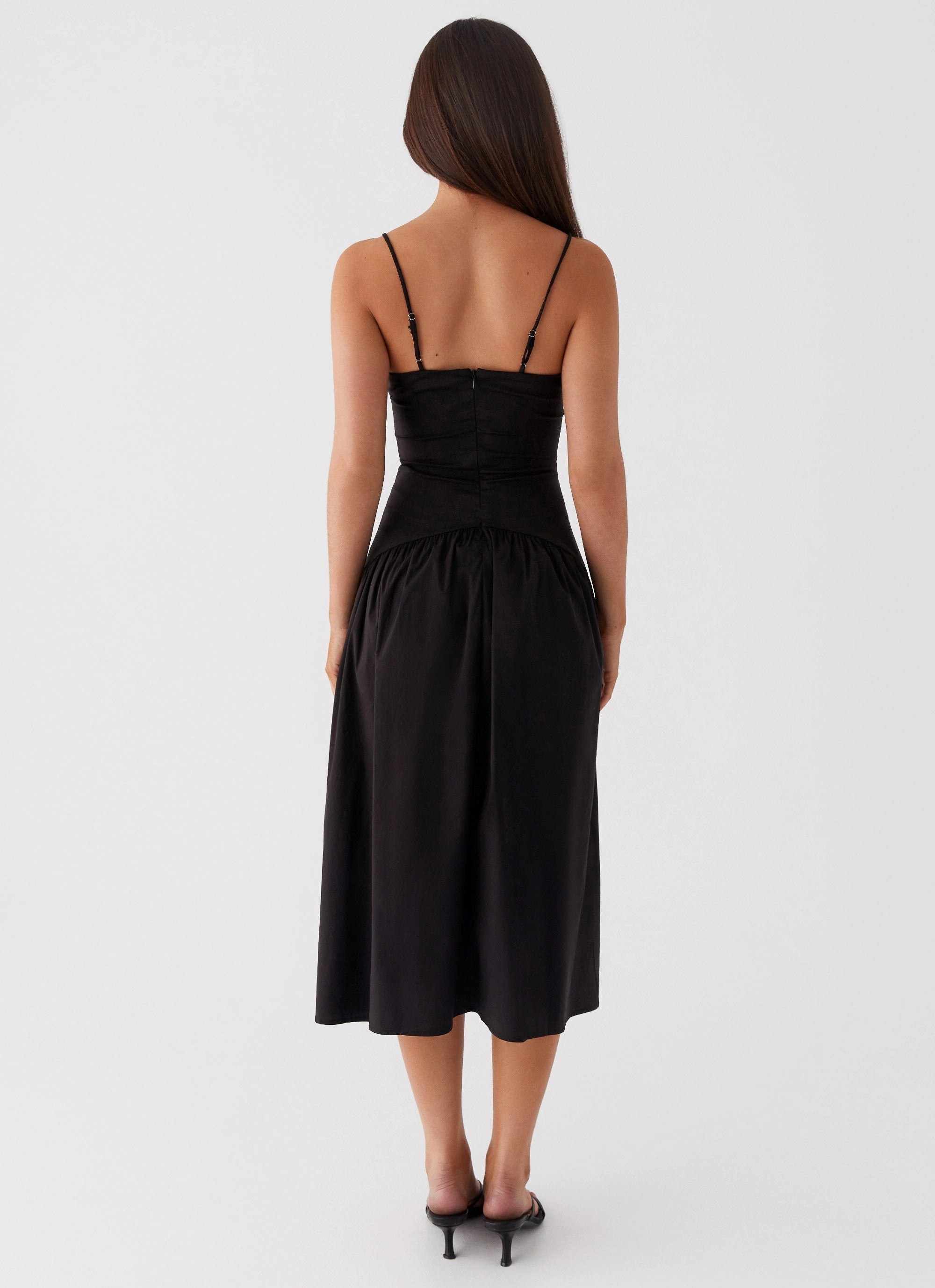 Comfortable Layering Yvette Corset Midi Dress - Black