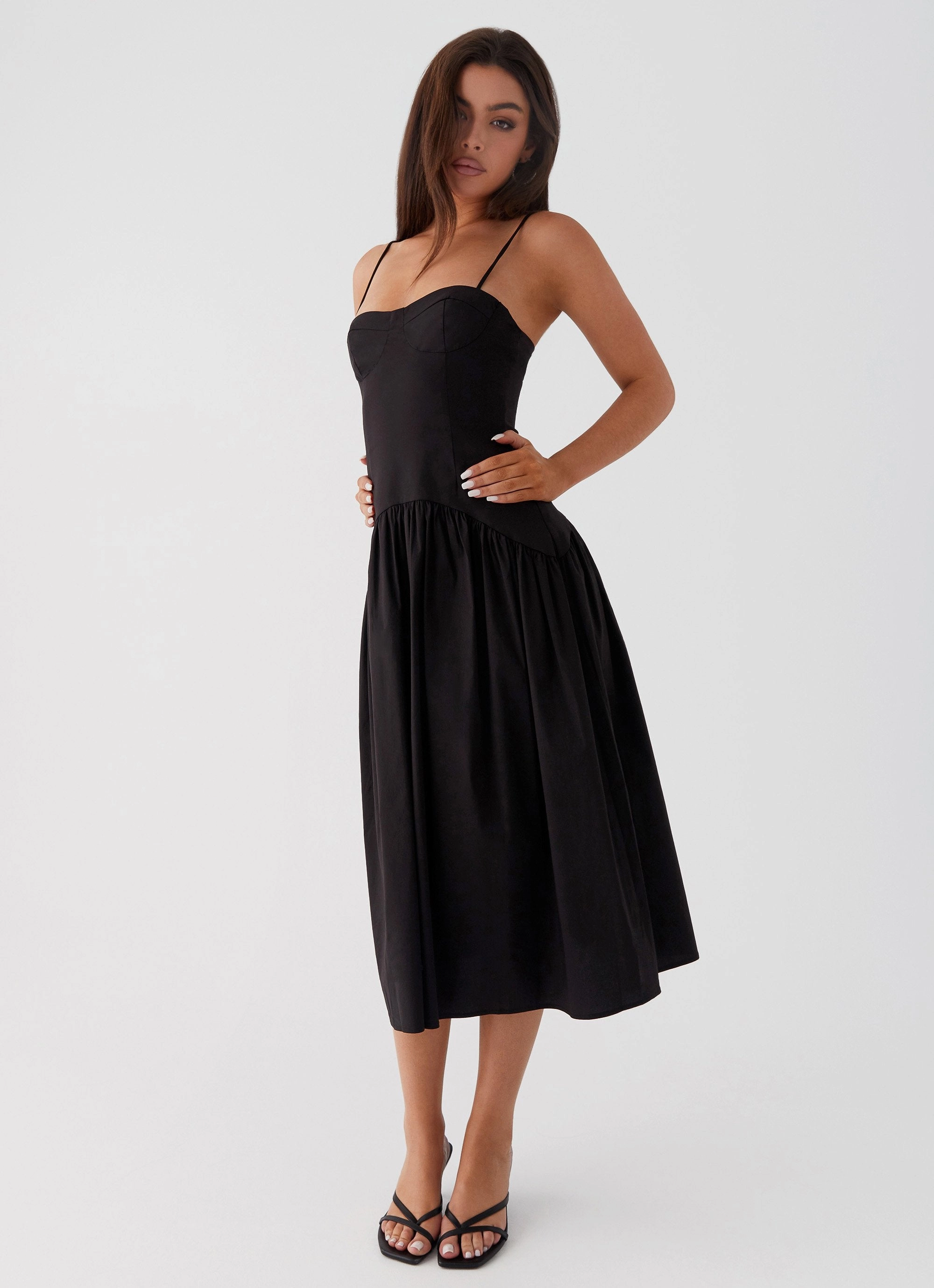 Yvette Corset Midi Dress - Black All Moments