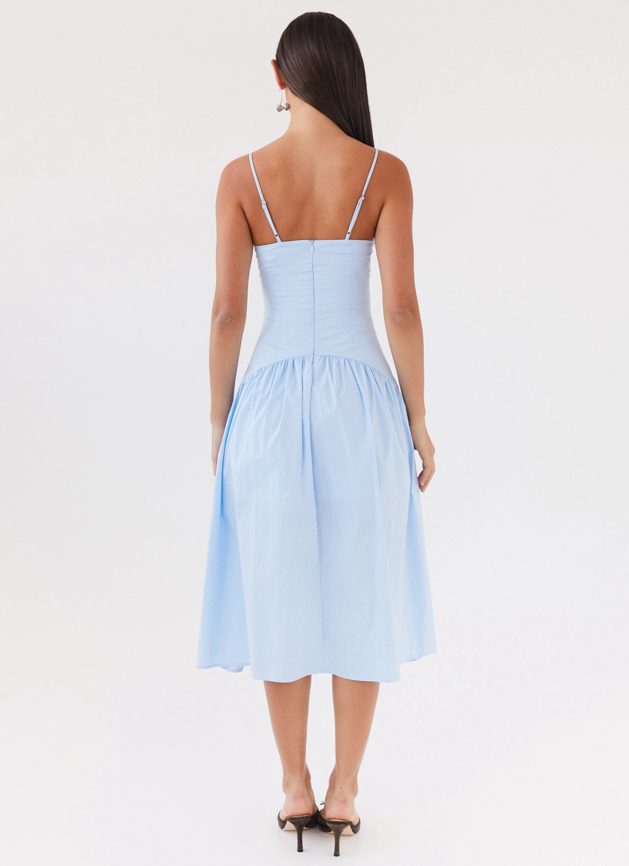 Motion Light Ruffle-Detail Yvette Corset Midi Dress - Blue