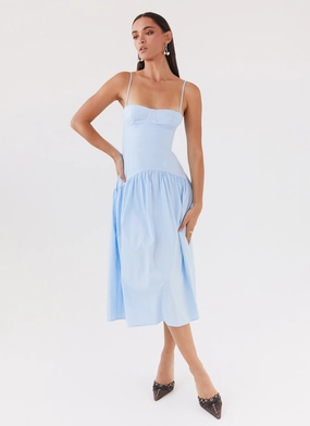 Yvette Corset Midi Dress - Blue Smooth Motion