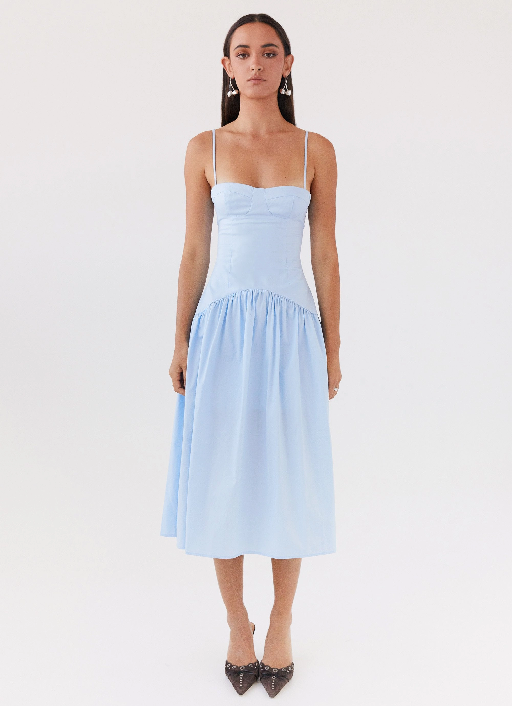 Gentle Texture Yvette Corset Midi Dress - Blue