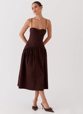 Timeless-Classic Perfect for Travel Yvette Corset Midi Dress - Chocolate