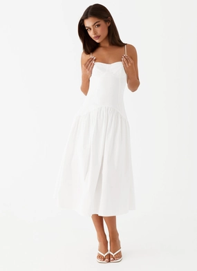 Casual weekend dress Yvette Corset Midi Dress - White