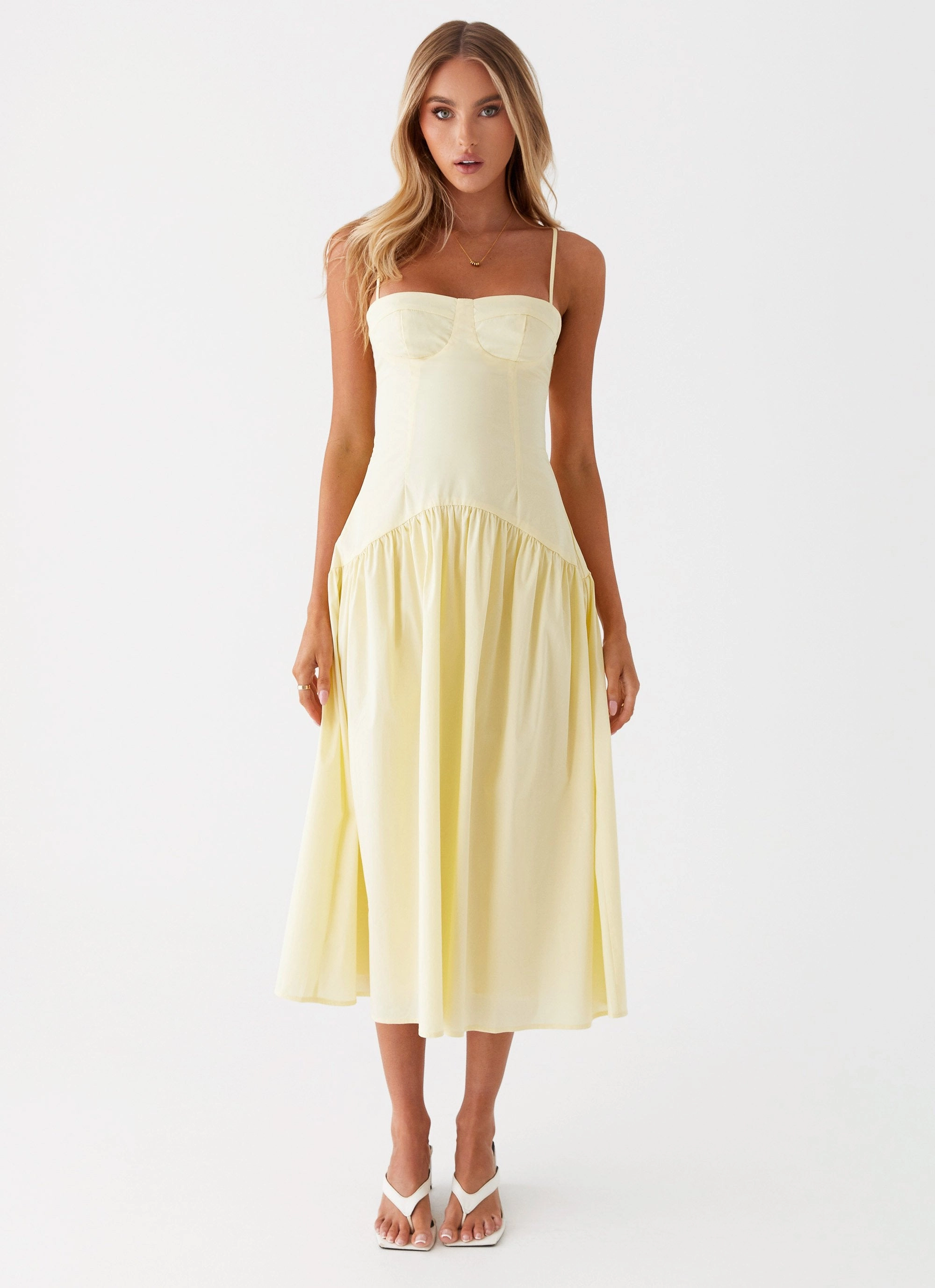 Yvette Corset Midi Dress - Yellow Effortless Vibe
