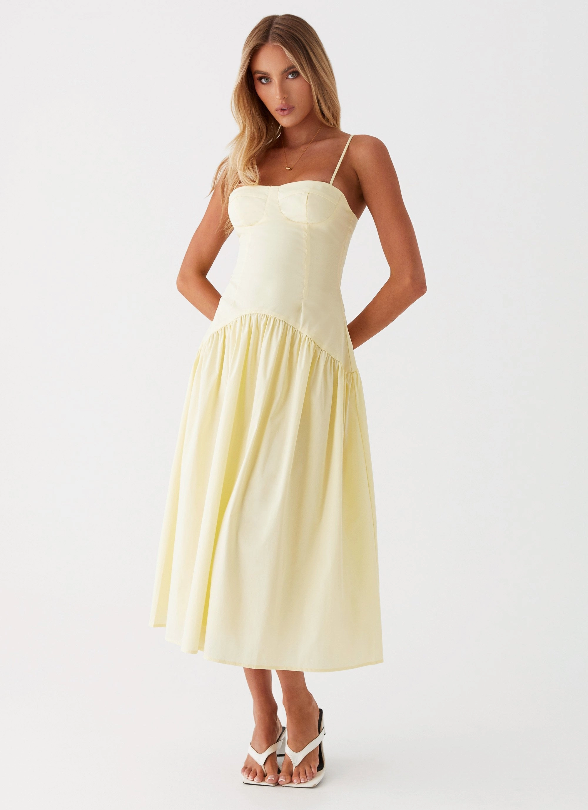 Modern Soft Limited-Edition Yvette Corset Midi Dress - Yellow