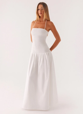 Zahra Maxi Dress - White Premium Fabric Compact Fit