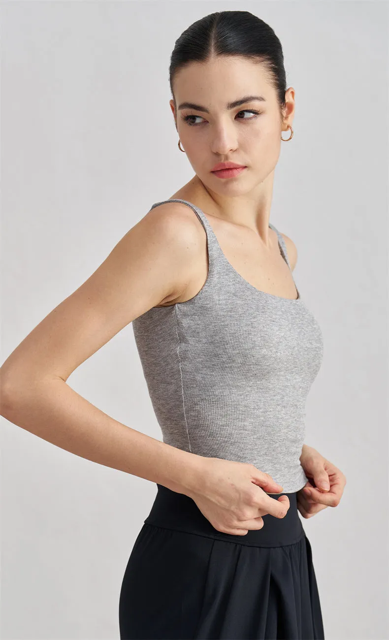 Zara Ribbed Open Back Tank Top