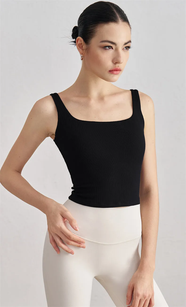 Zara Ribbed Open Back Tank Top
