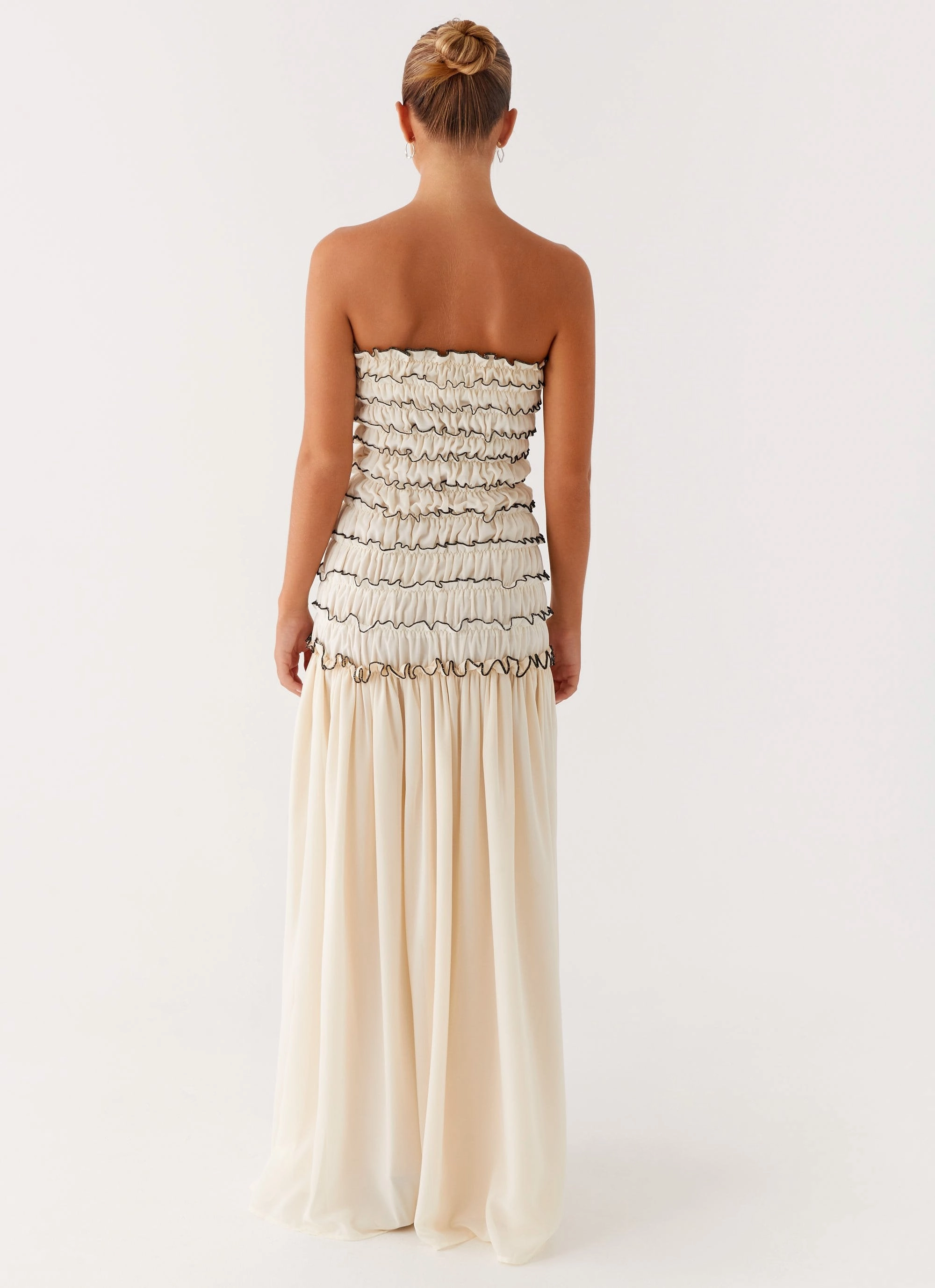 Effortless Wear Sleek Draping Zariah Maxi Dress - Ivory