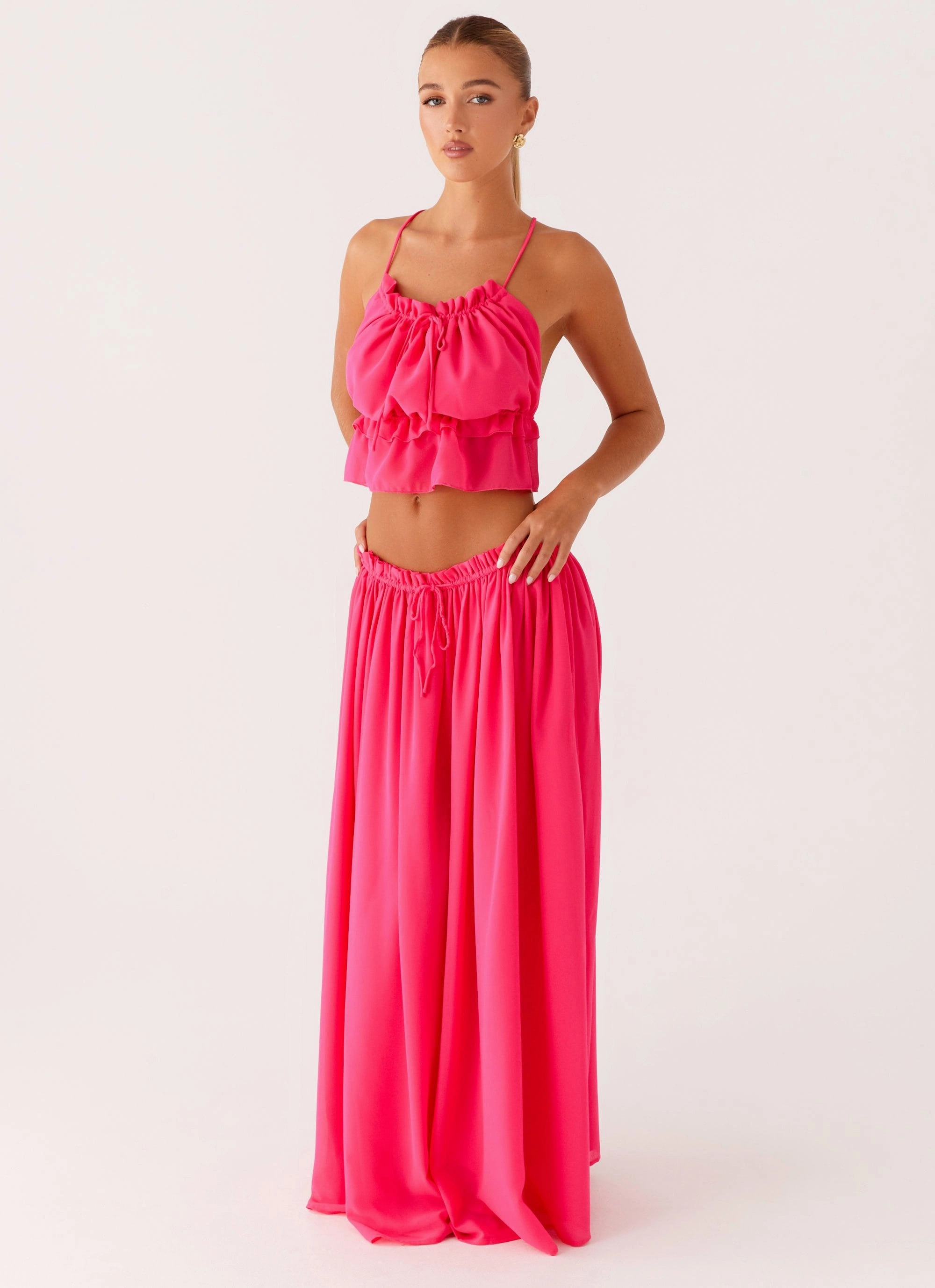 Refined Vibe Sleek Outline Zaya Maxi Skirt - Fuchsia