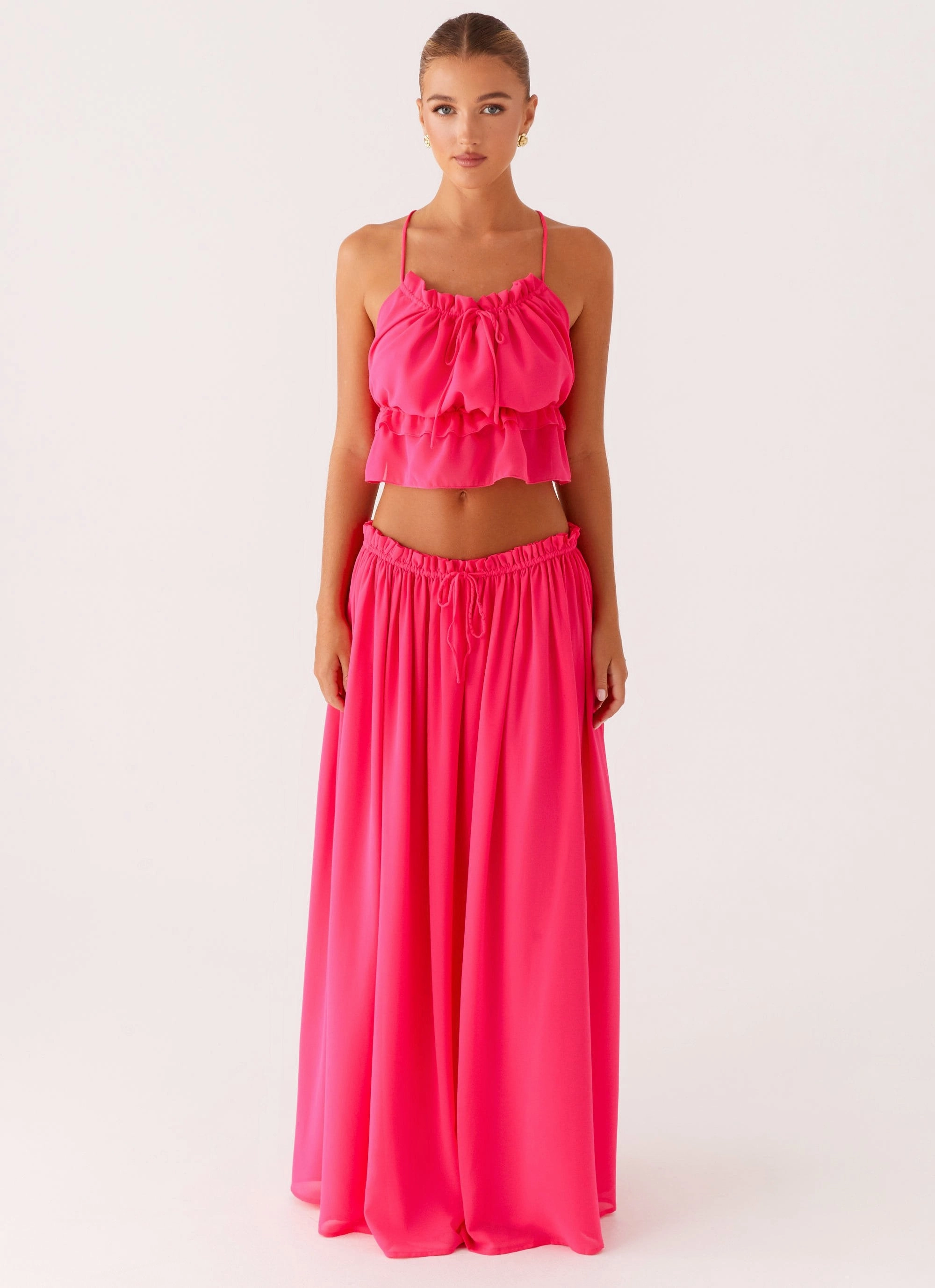 Zaya Maxi Skirt - Fuchsia Subtle Finish