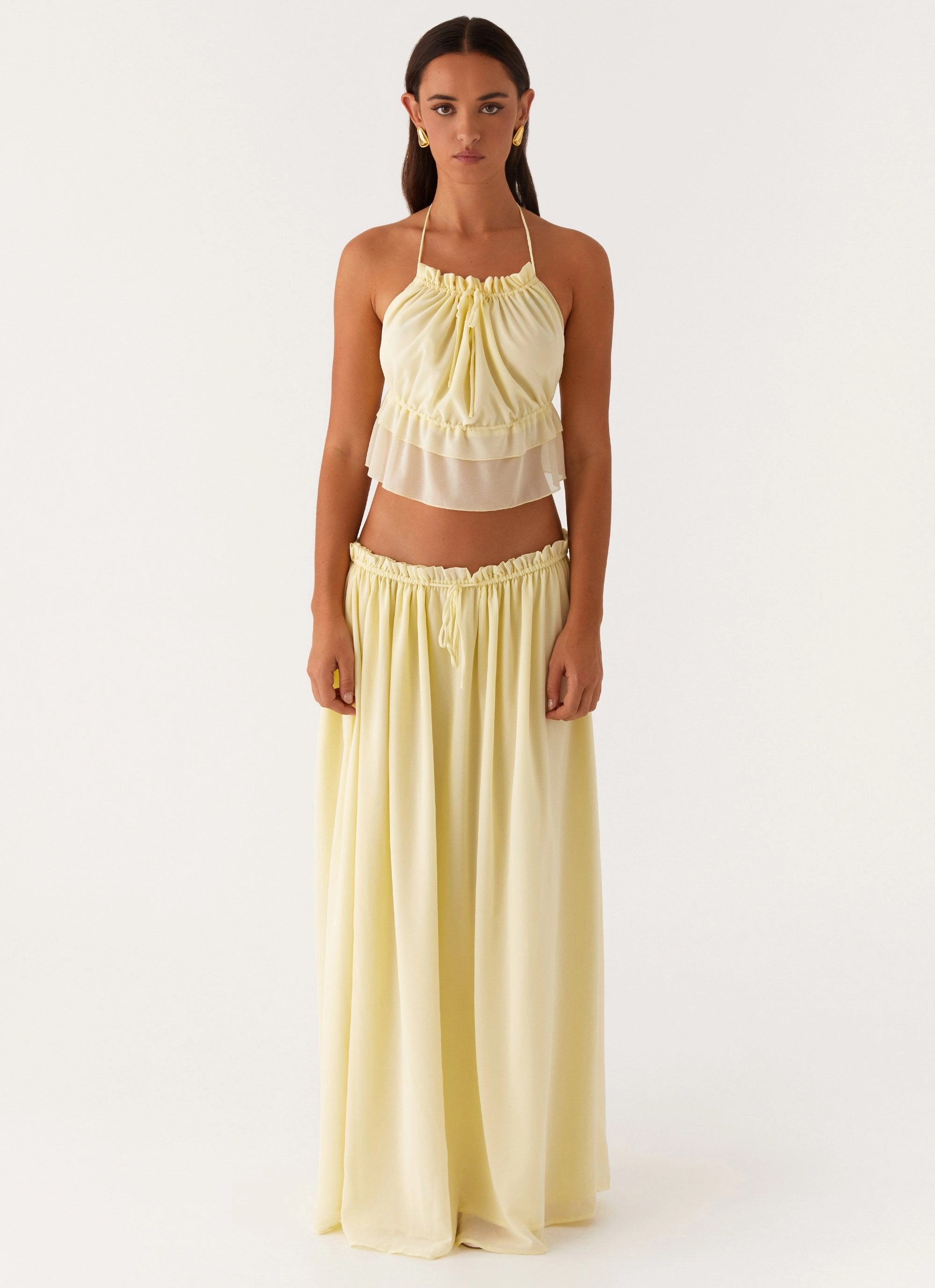 Sweat Wicking Lining Quick Layer Zaya Maxi Skirt - Yellow