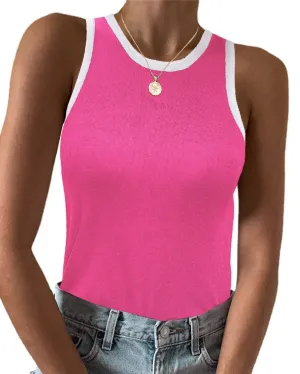 Zeagoo Tank Top Crowl Neck Ribbed Knit Shirts