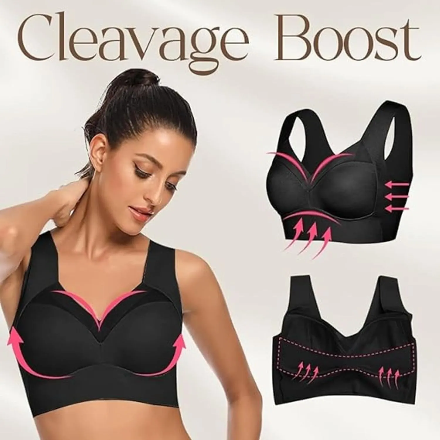 Zen Chic Bras for Seniors Seamless Wireless Posture Correcting Push Up Bra Anti Sagging Full Coverage Ice Silk Bra