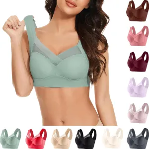 Zen Chic Bras for Seniors Seamless Wireless Posture Correcting Push Up Bra Anti Sagging Full Coverage Ice Silk Bra