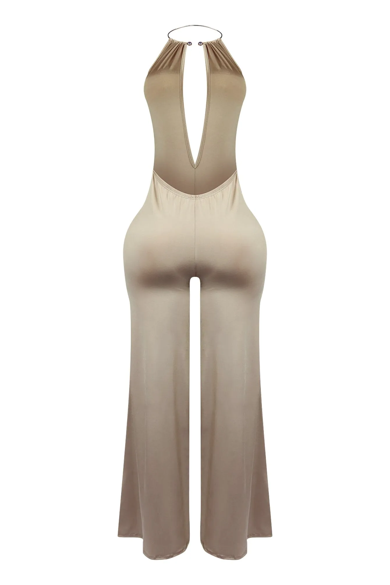 Zena Metal Halter Choker Jumpsuit