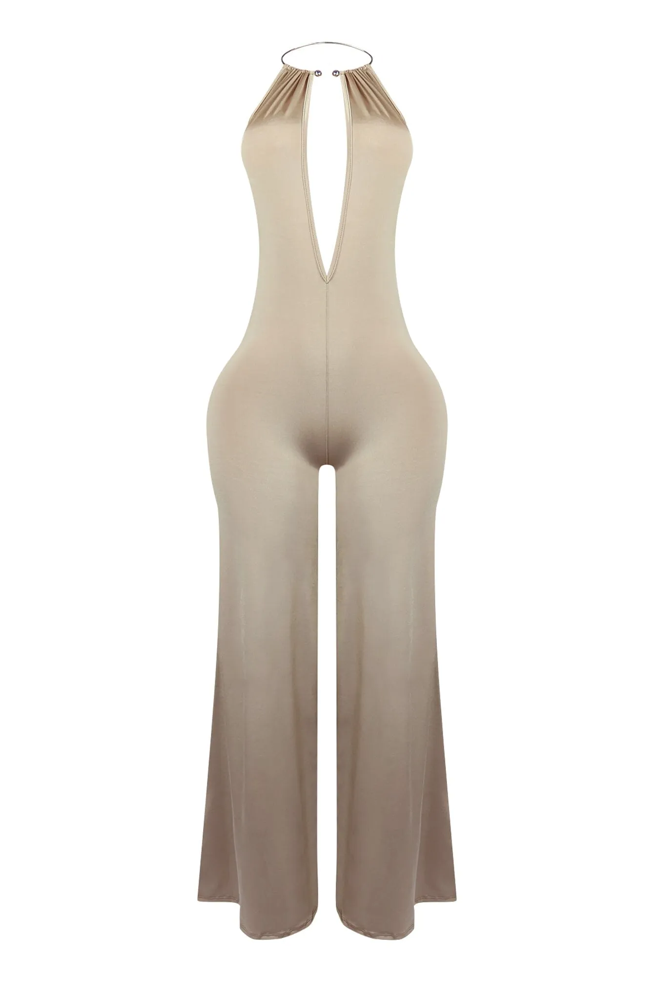 Zena Metal Halter Choker Jumpsuit