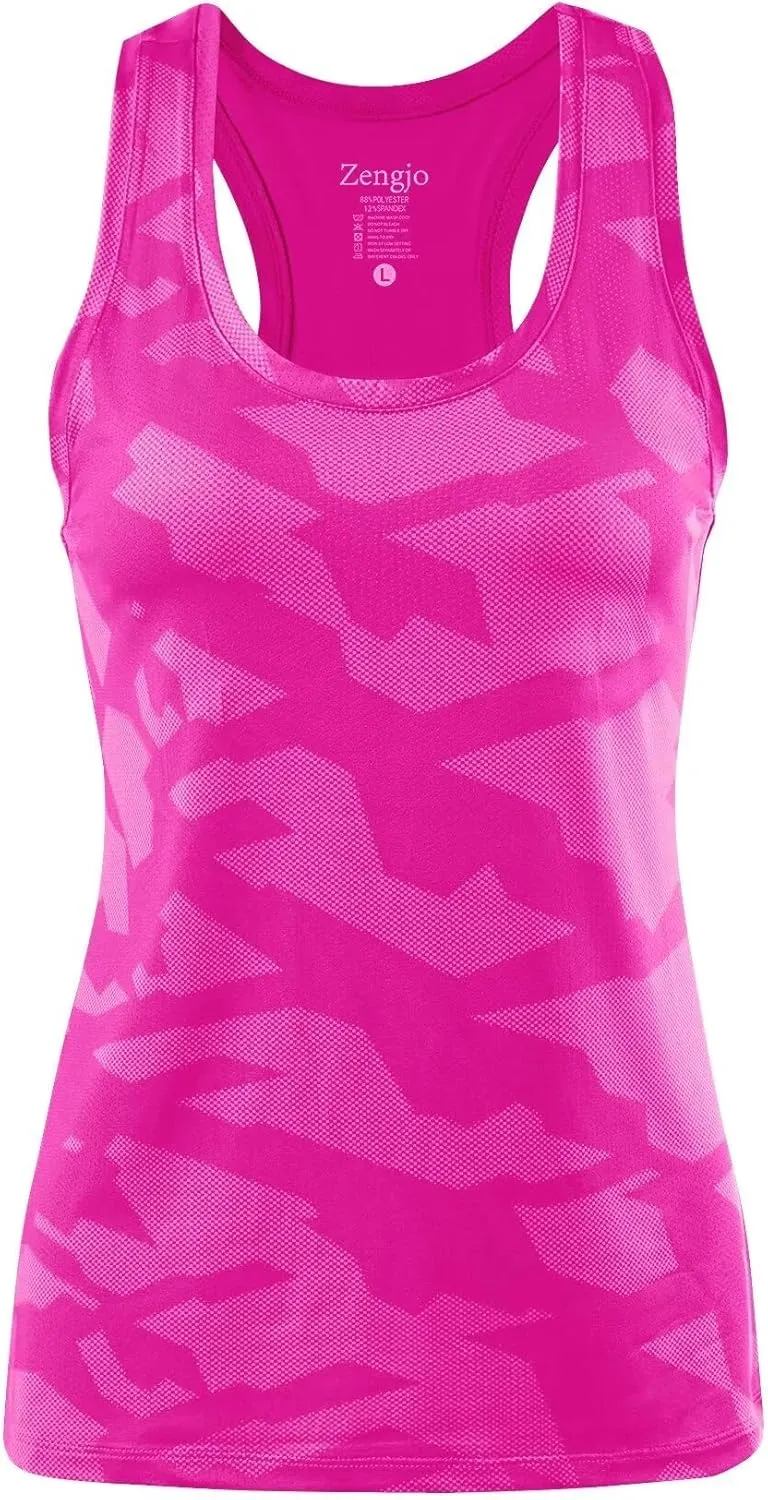 Zengjo Sleeveless Athletic Tops for Women Moisture Wicking Running Workout Tanks