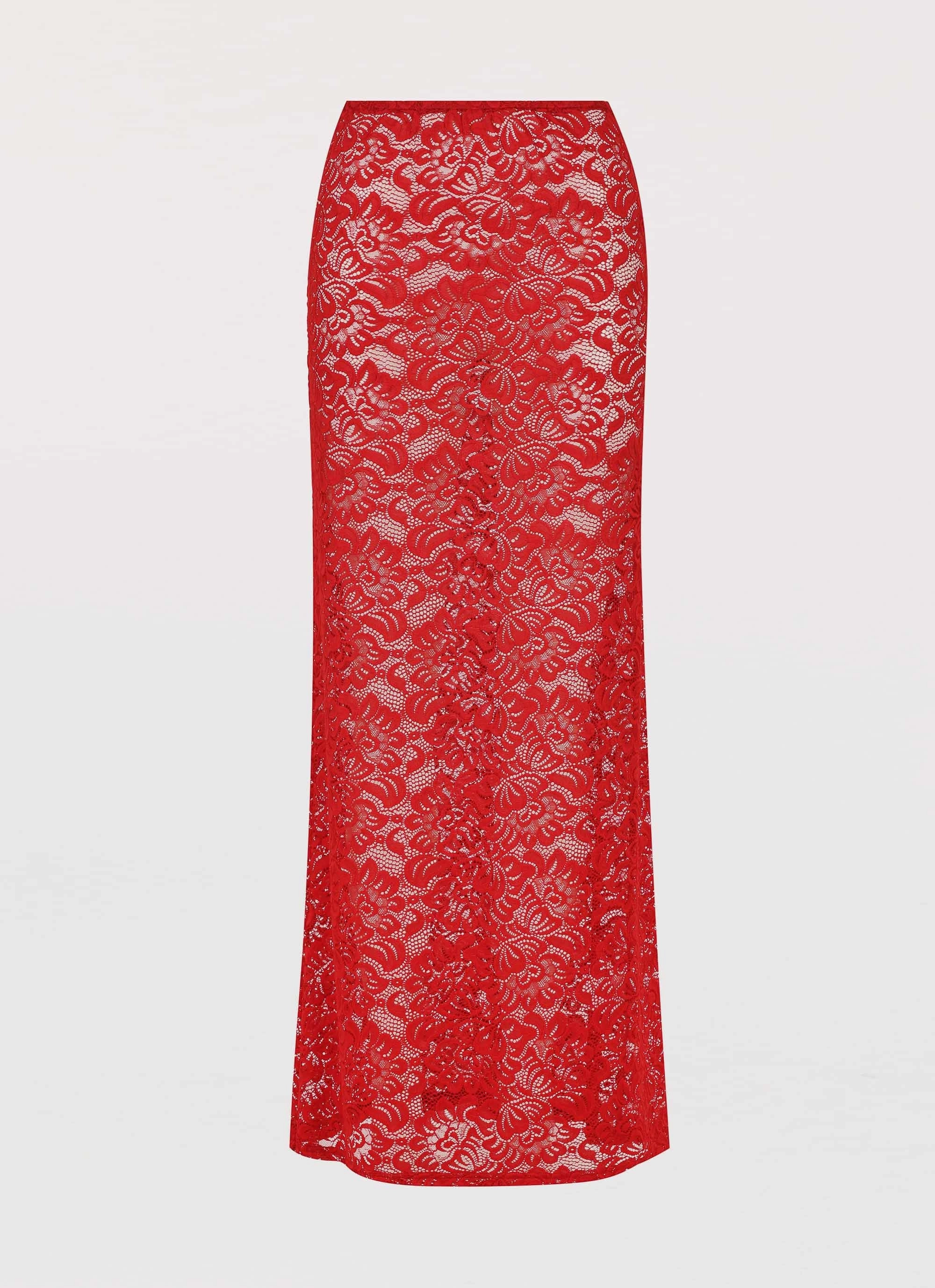 Zephyra Lace Maxi Skirt - Red Minimal Fit RuggedDurability