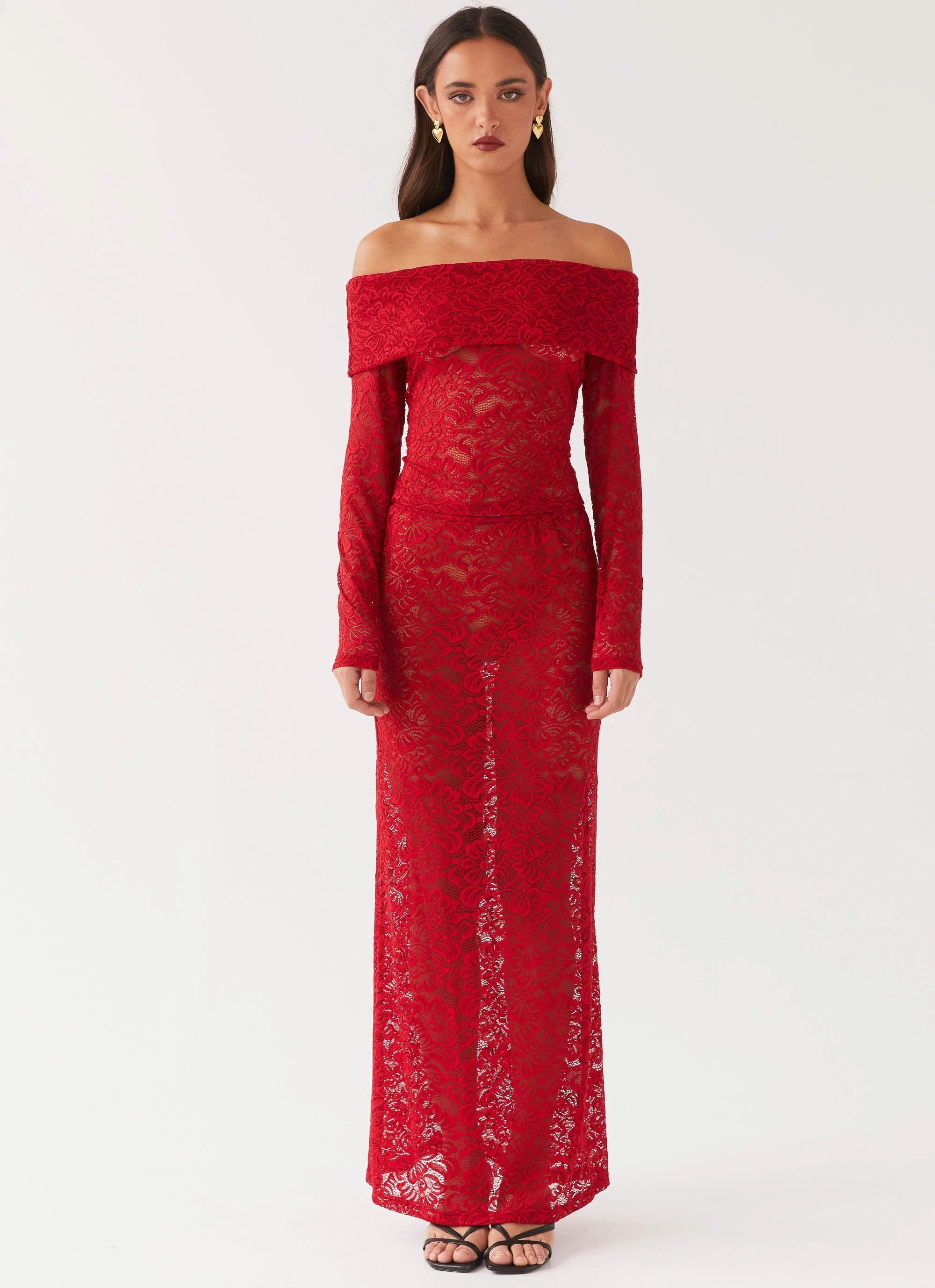 Daywear Zephyra Lace Maxi Skirt - Red