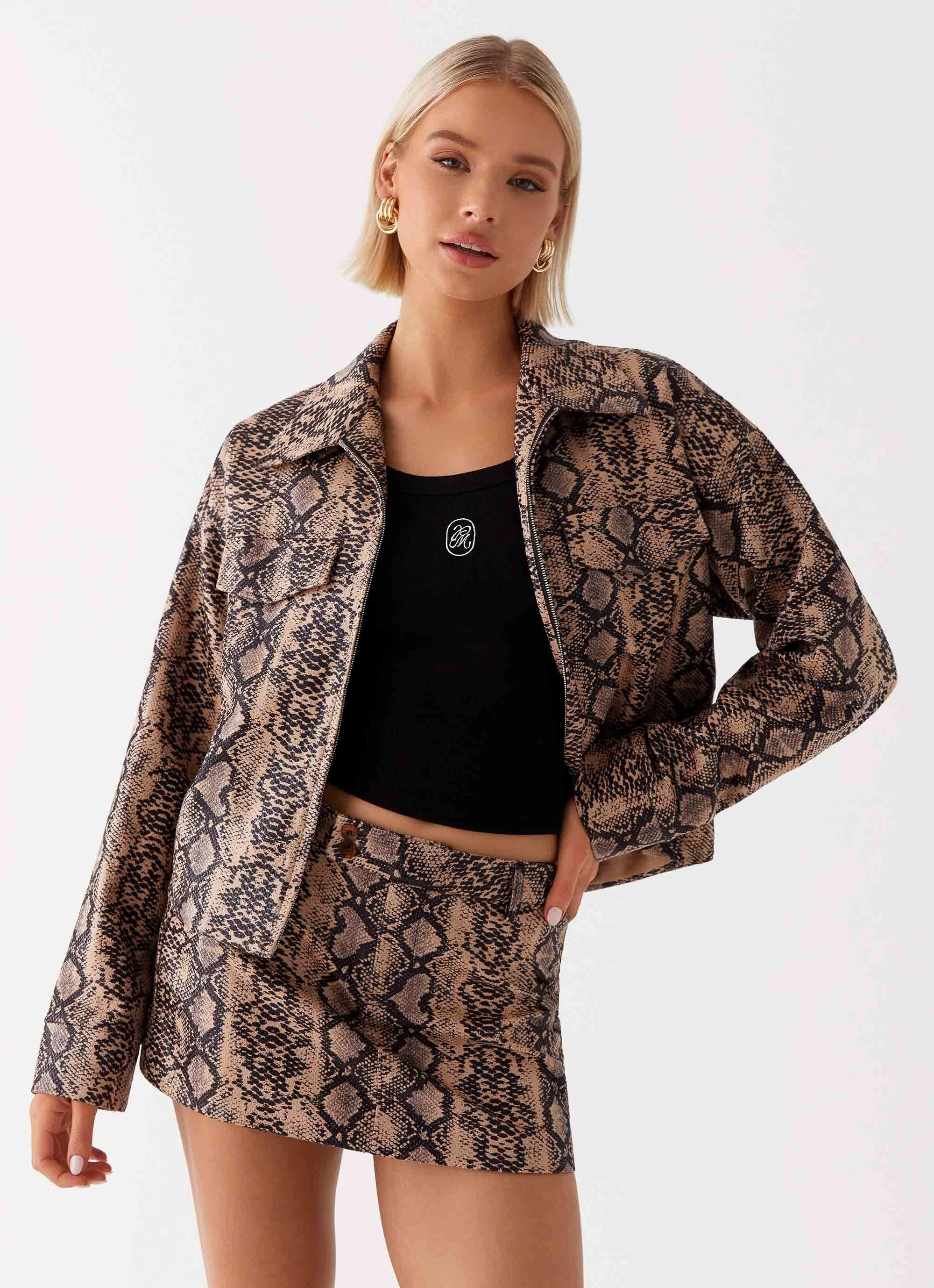 Pocket Placement Bethany Oversized Jacket - Snake